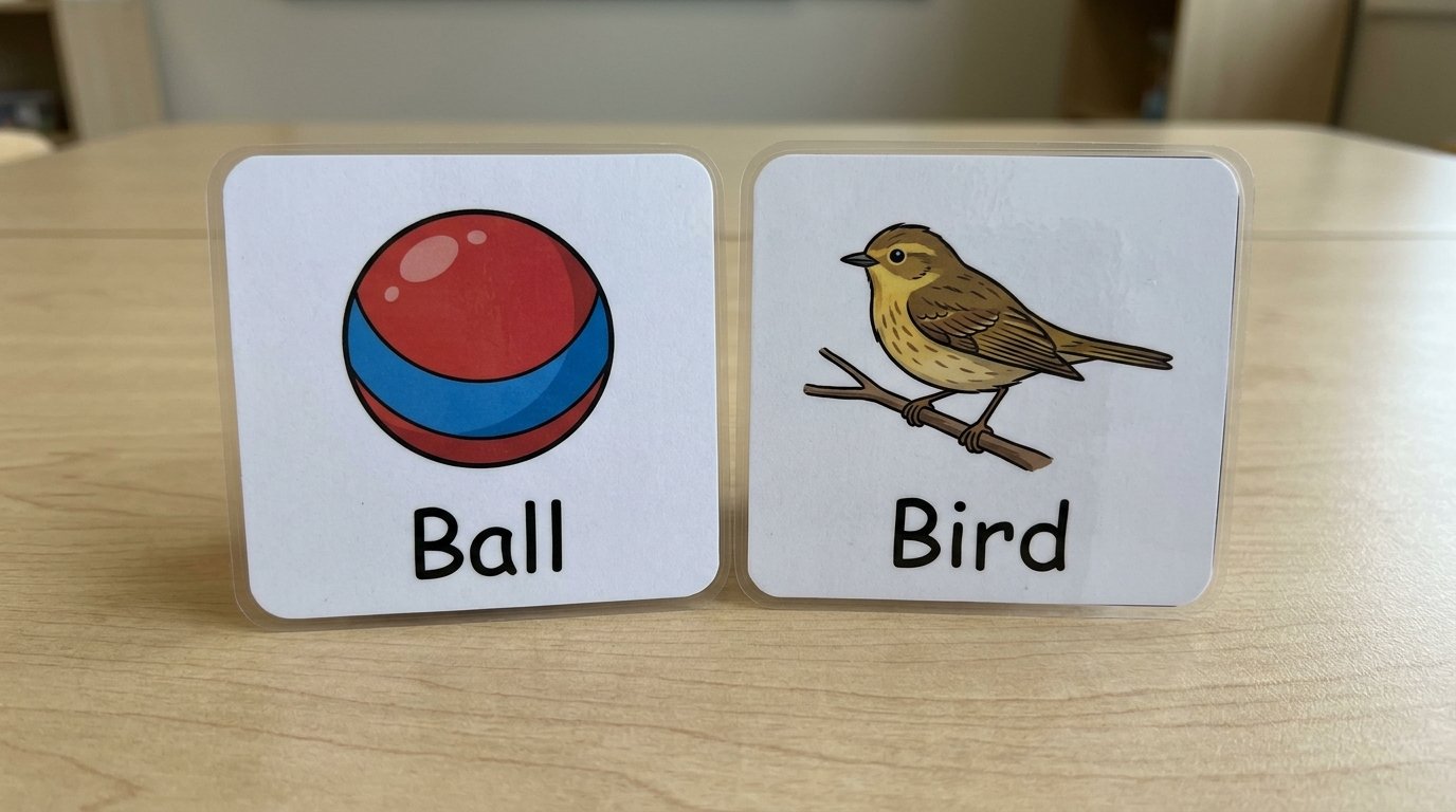 Beginning sound sorting activity with two baskets of objects